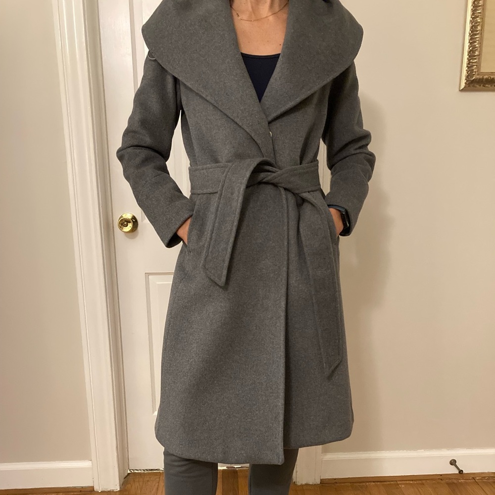 Cole Haan Lapel Belted A-Line Coat